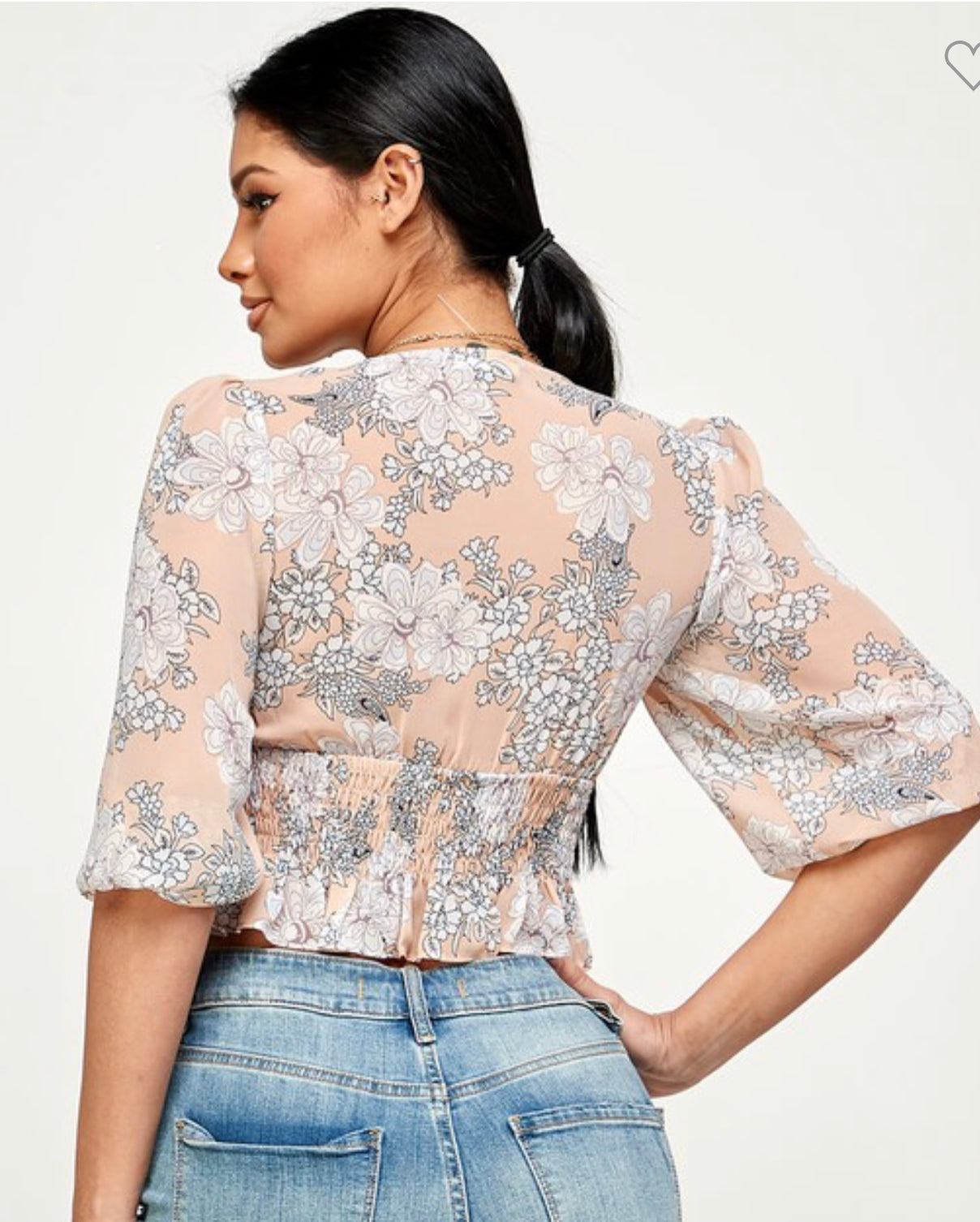 Floral Front Crop Shirt