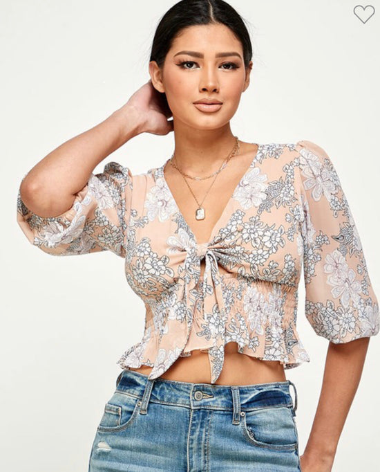 Floral Front Crop Shirt