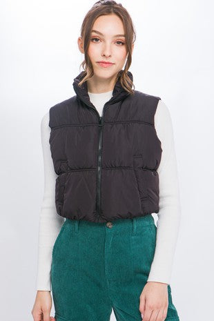 High Neck Zipper Vest