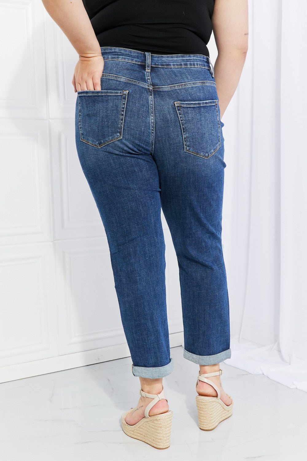 VERVET Full Size Distressed Cropped Jeans with Pockets- ONLINE ONLY 2-10 day Shipping