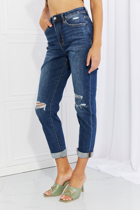VERVET Full Size Distressed Cropped Jeans with Pockets- ONLINE ONLY 2-10 day Shipping