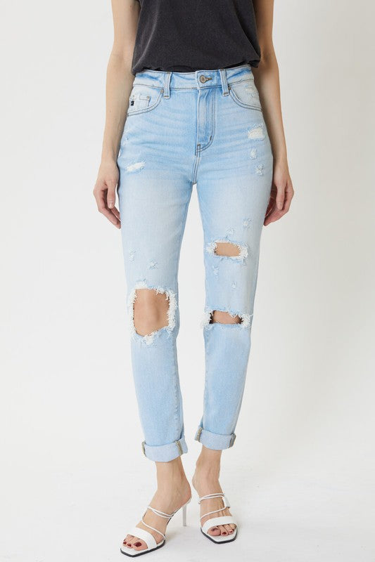 KanCan High Rise Distressed Mom Jeans