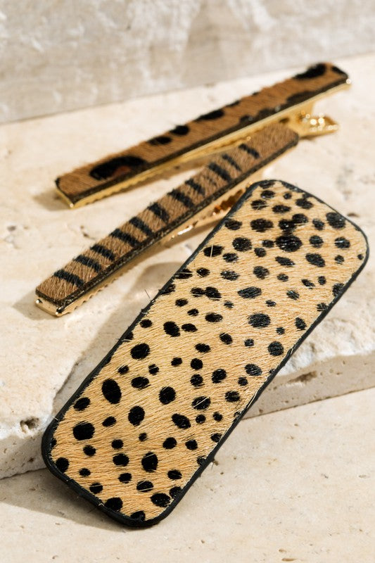 Cheetah Print Set Hair Pin