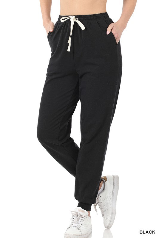 French TERRY DRAWSTRING WAIST JOGGER PANTS