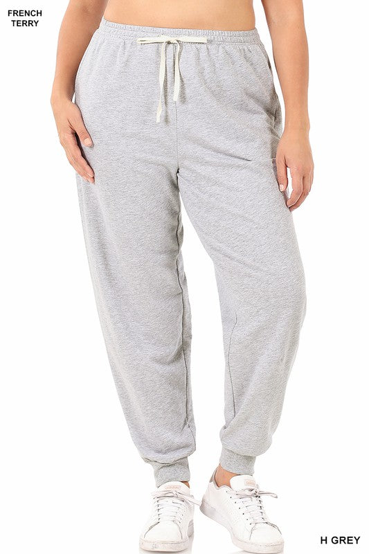 PLUS FRENCH TERRY DRAWSTRING WAIST JOGGER PANTS