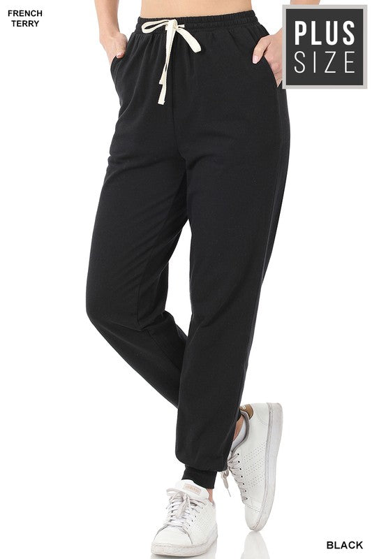 PLUS FRENCH TERRY DRAWSTRING WAIST JOGGER PANTS