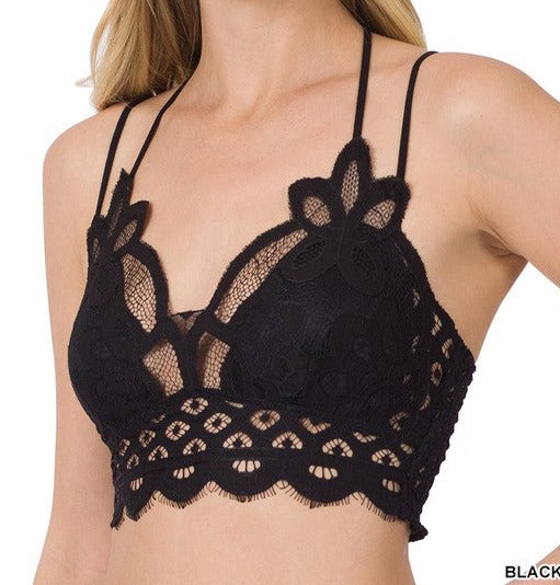 CROCHET LACE BRALETTE WITH BRA PADS- In Store