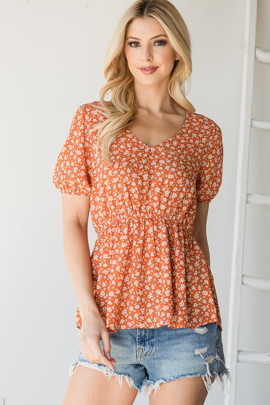 FLORAL SHORT SLEEVE BLOUSE