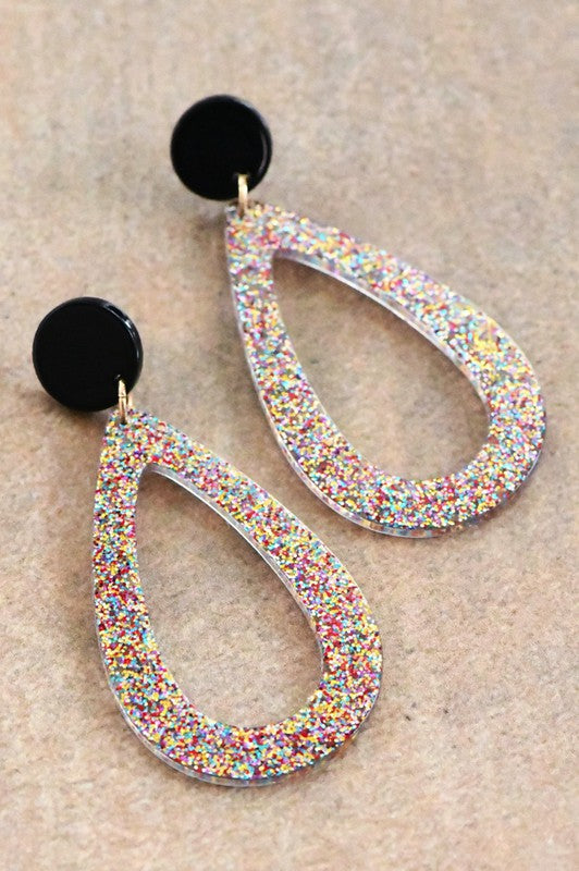 Glitter Resin Teardrop Earrings