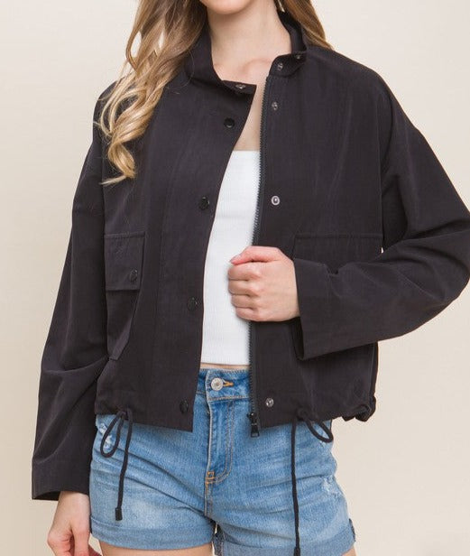 High Neck Crop Utility Jacket