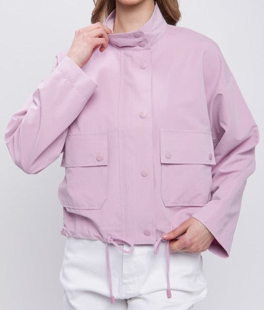 High Neck Crop Utility Jacket