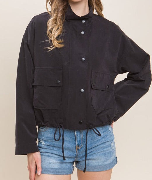 High Neck Crop Utility Jacket