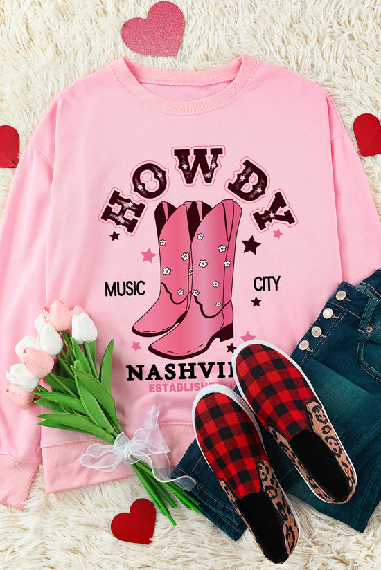 Cowboy Boots Graphic Dropped Shoulder Sweatshirt- ONLINE ONLY 2-10 DAY SHIPPING