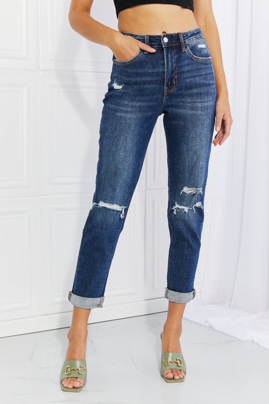 VERVET Full Size Distressed Cropped Jeans with Pockets- ONLINE ONLY 2-10 day Shipping