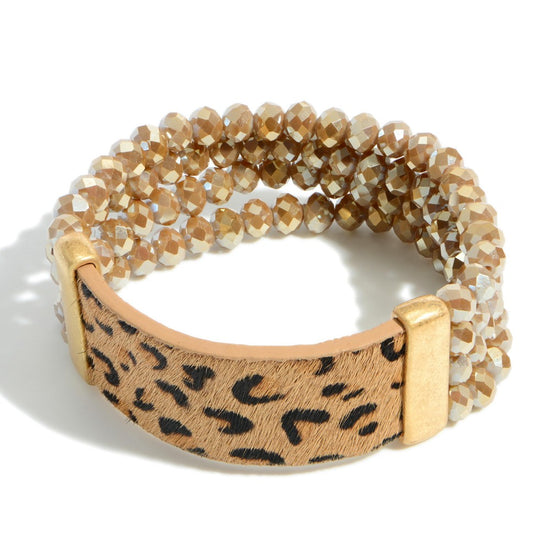 Beaded Leopard Patch Bracelet