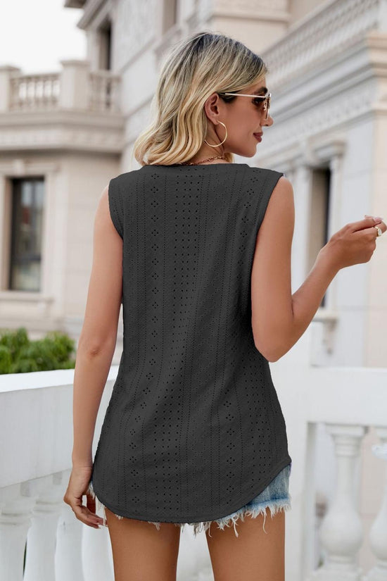 Eyelet V-Neck Tank- ONLINE ONLY 2-10 DAY SHIPPING