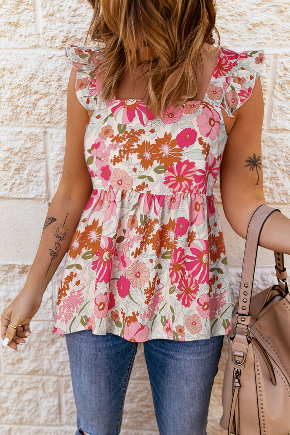 Floral Square Neck Babydoll Top- ONLINE ONLY- 2-7 DAY SHIPPING