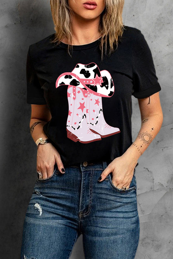 Cowboy Hat and Boots Graphic Tee- ONLINE ONLY 2-10 DAY SHIPPING