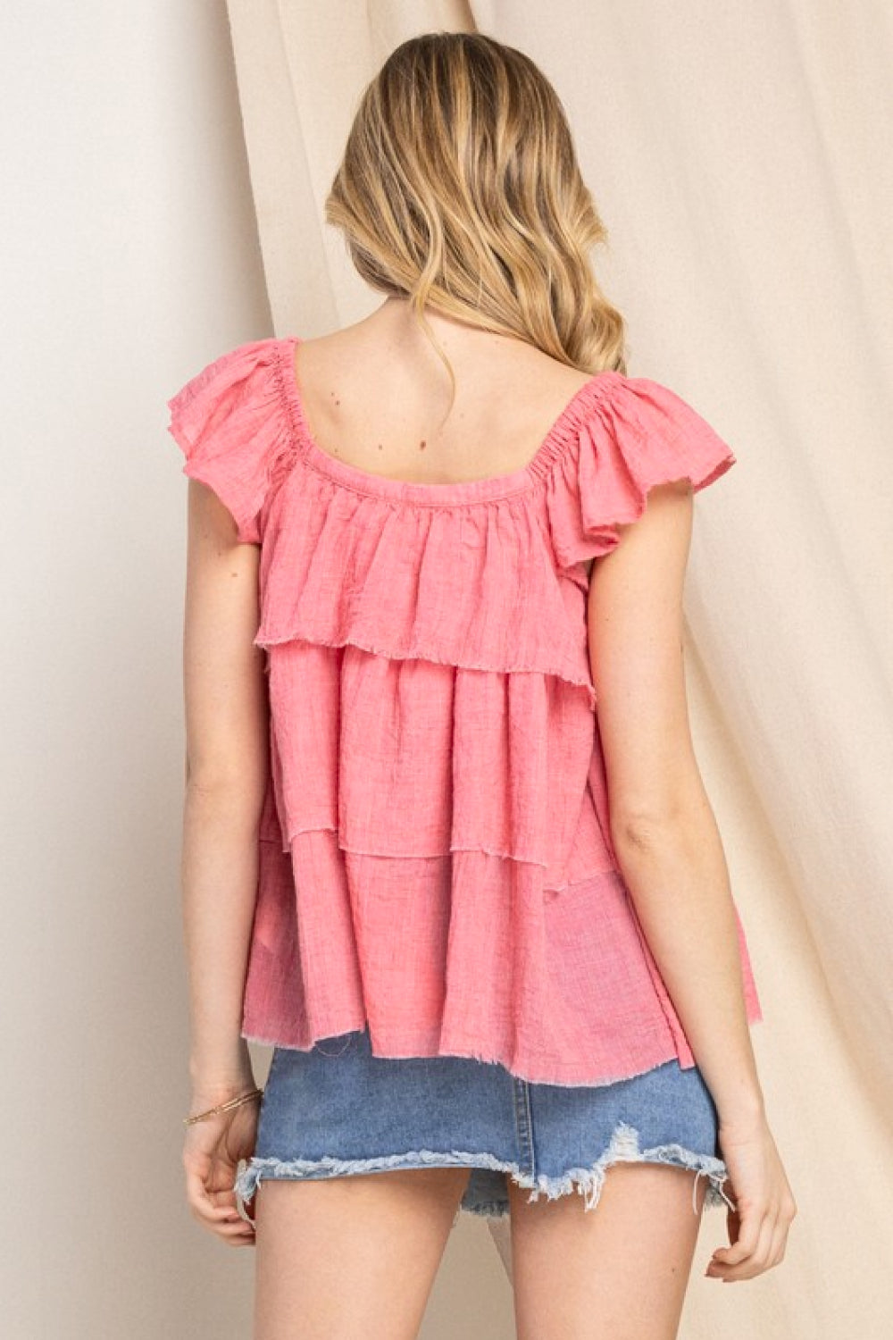 ODDI Full Size Buttoned Ruffled Top - ONLINE ONLY 2-10 DAY SHIPPING