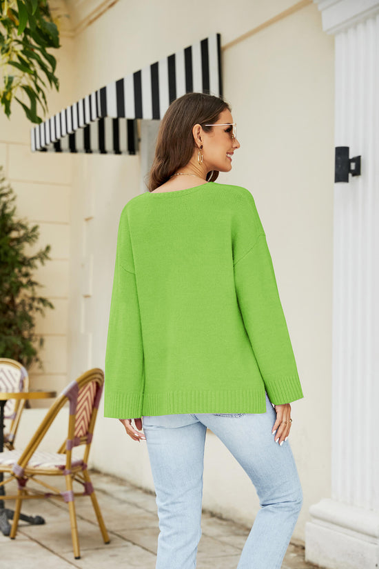 Drop Shoulder V-Neck Knit Pullover- ONLINE ONLY 2-10 DAY SHIPPING