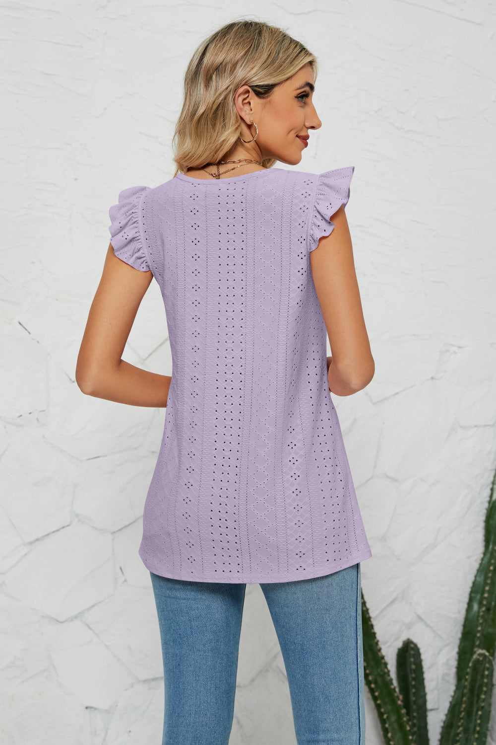 Smocked Round Neck Eyelet Top- ONLINE ONLY 2-10 DAY SHIPPING