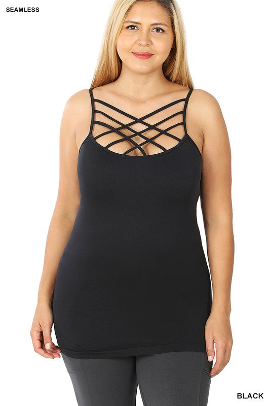 PLUS SEAMLESS TRIPLE CRISS-CROSS FRONT CAMI