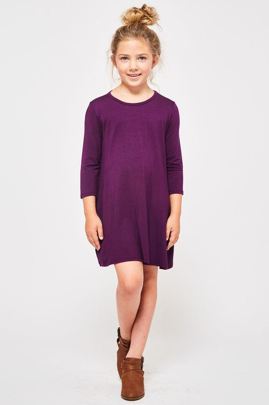 Kids Burgundy Swing Dress