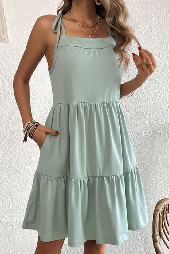 Tie-Shoulder Tiered Dress with Pockets- ONLINE ONLY 2-10 DAY SHIPPING