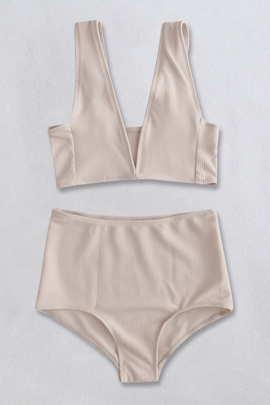 Ribbed V-Neck Bikini Set- ONLINE ONLY 2-10 day Shipping