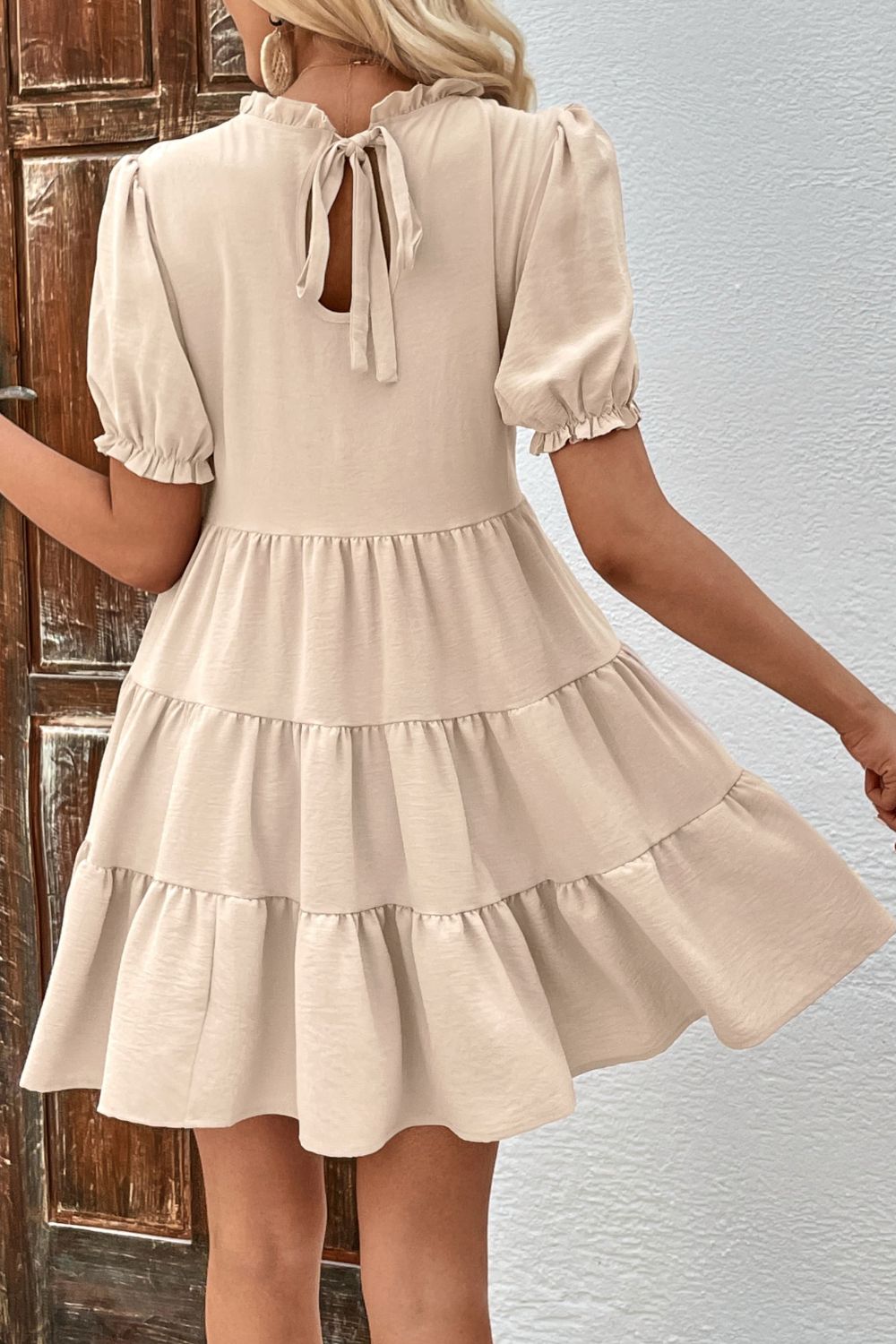 Puff Sleeve Tie Back Tiered Dress- ONLINE ONLY 2-10 DAY SHIPPING