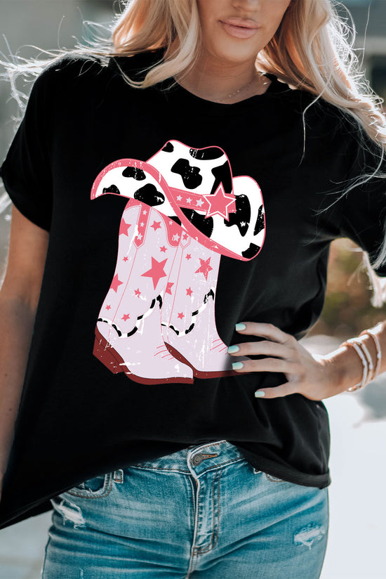 Cowboy Hat and Boots Graphic Tee- ONLINE ONLY 2-10 DAY SHIPPING