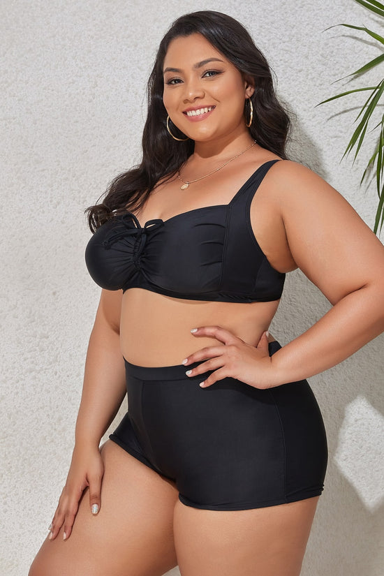 Plus Size Drawstring Detail Two-Piece Swimsuit- ONLINE ONLY 2-10 day Shipping