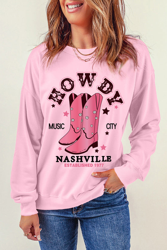 Cowboy Boots Graphic Dropped Shoulder Sweatshirt- ONLINE ONLY 2-10 DAY SHIPPING