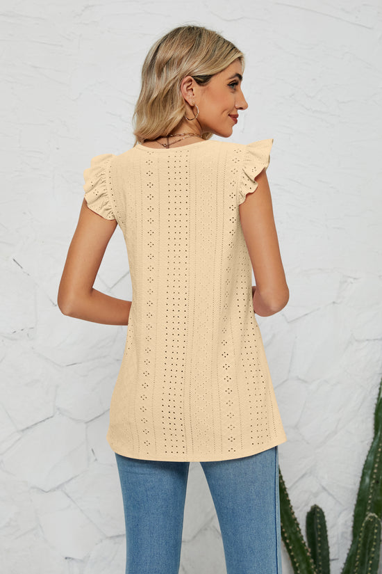 Smocked Round Neck Eyelet Top- ONLINE ONLY 2-10 DAY SHIPPING