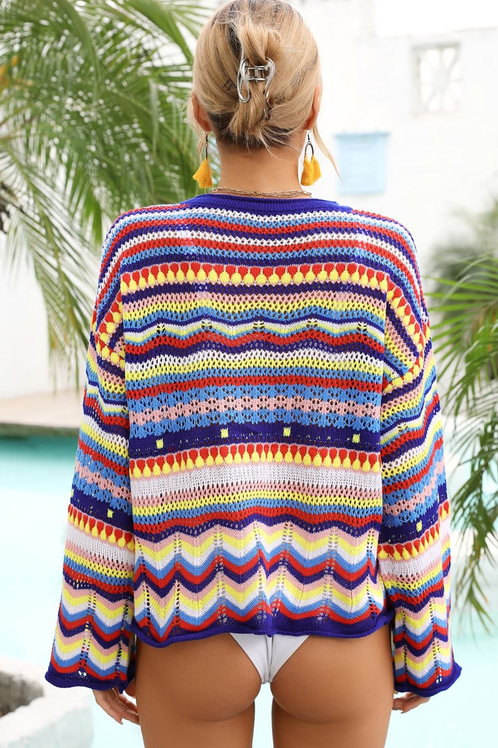 Multicolored Stripe Round Neck Cover-Up - ONLINE ONLY 2-10 DAY SHIPPING