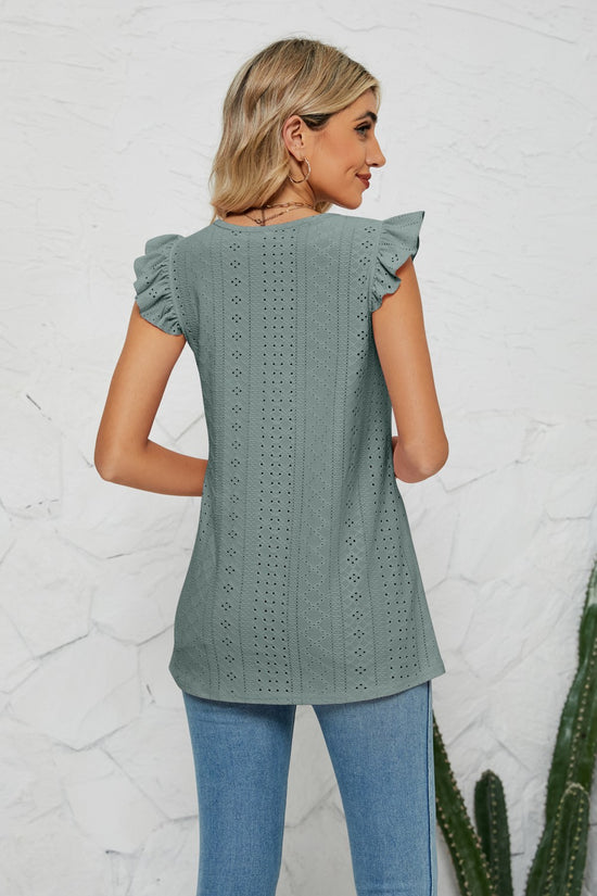 Smocked Round Neck Eyelet Top- ONLINE ONLY 2-10 DAY SHIPPING