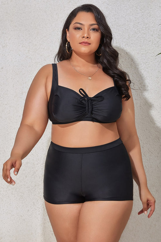 Plus Size Drawstring Detail Two-Piece Swimsuit- ONLINE ONLY 2-10 day Shipping