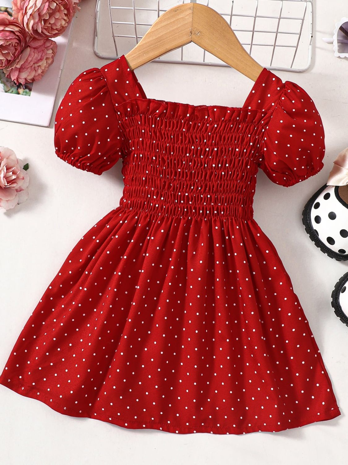 Baby Girl Printed Square Neck Smocked Dress- ONLINE ONLY 2-10 DAY SHIPPING