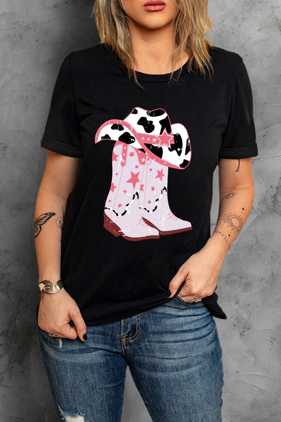 Cowboy Hat and Boots Graphic Tee- ONLINE ONLY 2-10 DAY SHIPPING