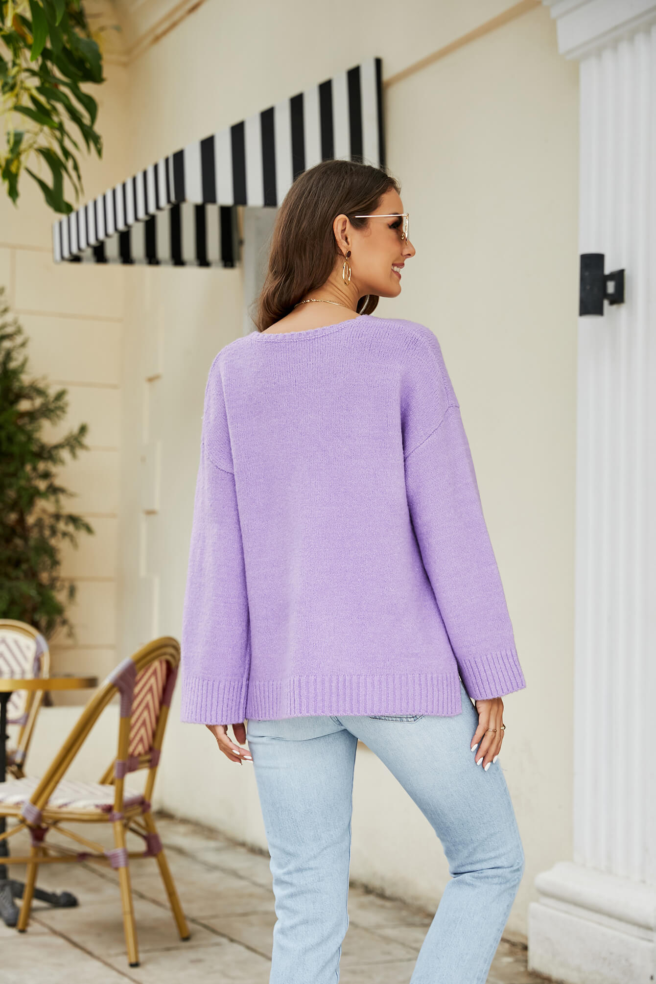 Drop Shoulder V-Neck Knit Pullover- ONLINE ONLY 2-10 DAY SHIPPING