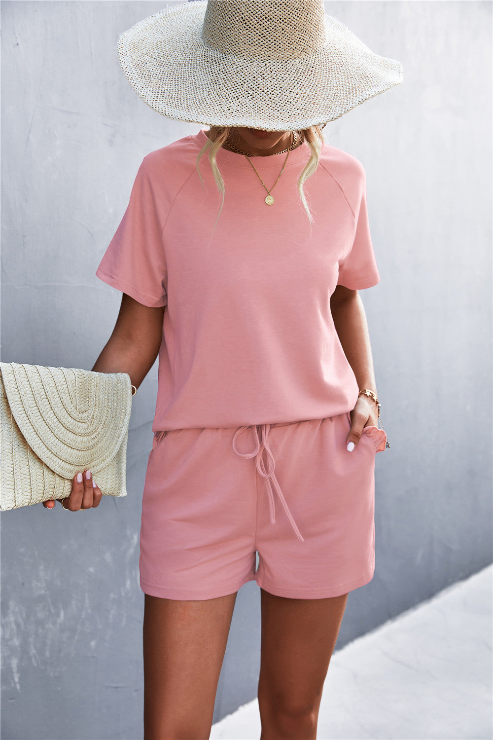 Raglan Sleeve Ruffle Hem Top and Shorts Set with Pockets- ONLINE ONLY 2-10 day Shipping