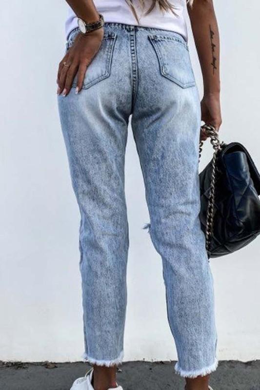 Light Wash Distressed Denim Pant